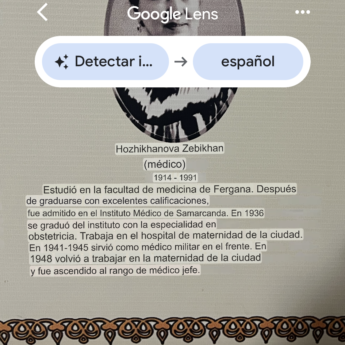 Texto traducido del Uzbeco por Google Lens 