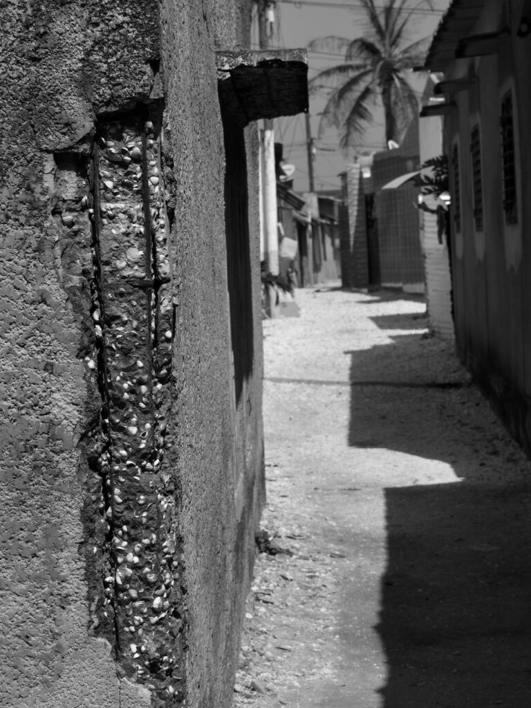 Edificios y calles de Fadiouth. Las conchas como material de construcción.