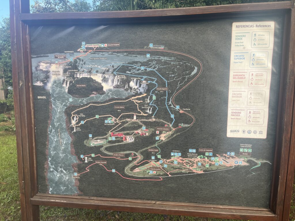 Mapa del lado argentino de las cataratas de Iguazú
