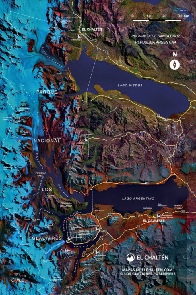Mapa del parque nacional los Glaciares