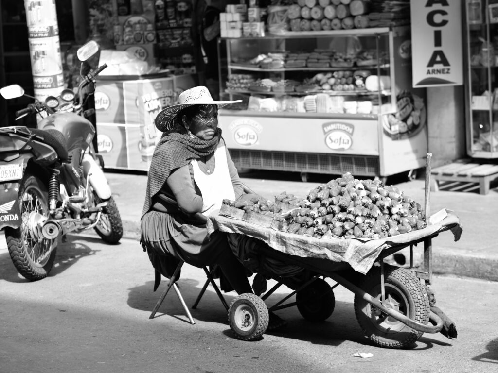 Vendedora ambulante en Cochabamba