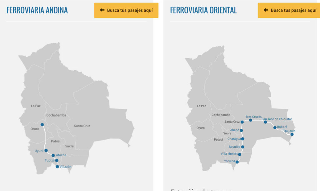 Líneas de tren en Bolivia