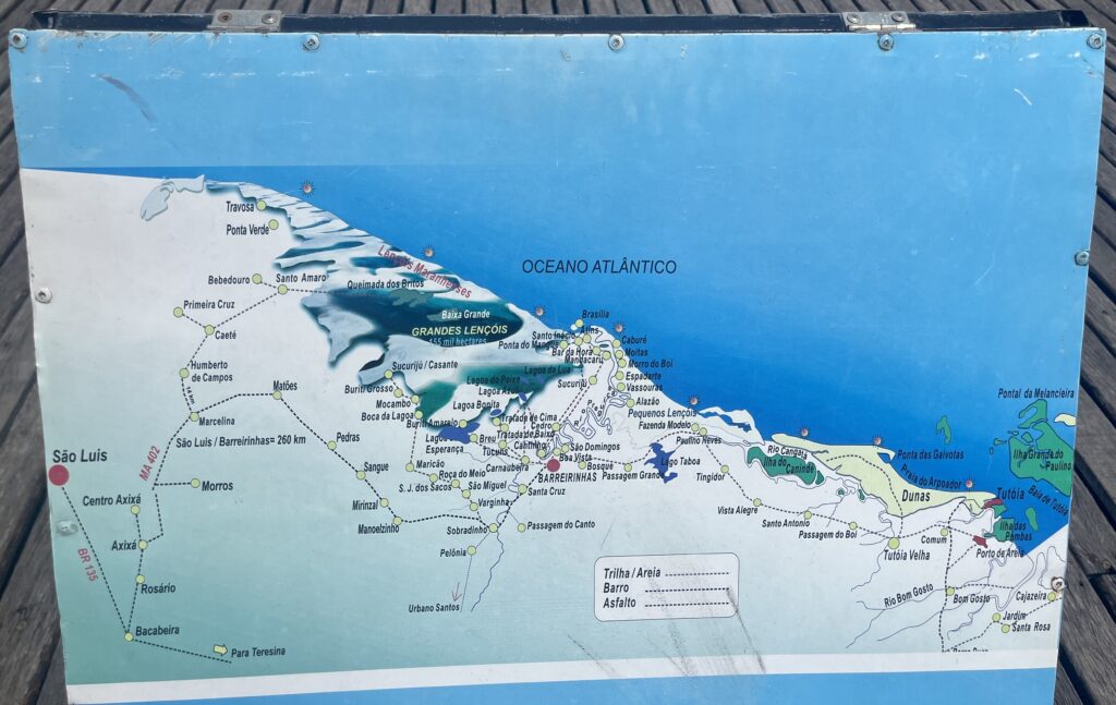 Mapa del parque natural de Lençois Maranhenses