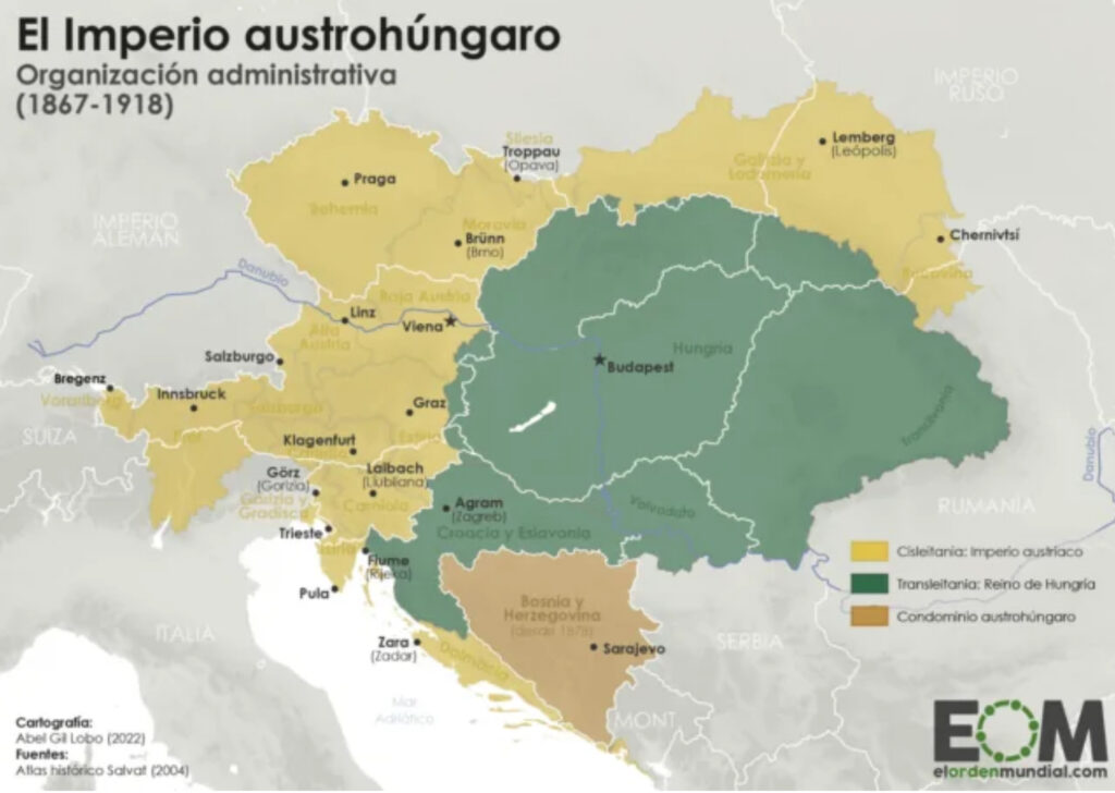 Mapa del Imperio Austrohúngaro. Extraído de El Orden Mundial