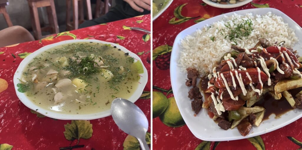 Sopa y pique mancho en el mercado de Samaipata